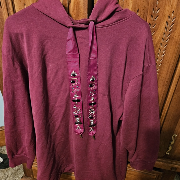 Zara Sweaters - Zara Maroon Cowl Neck Sweater with Jewel Accents